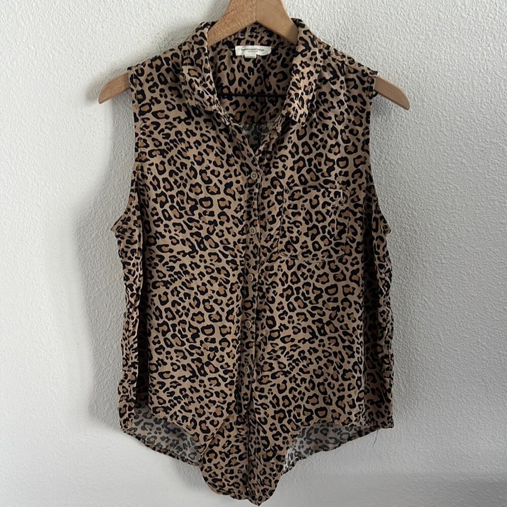 Beach Lunch Lounge Collection Front Button Leopard Tank Front Tie Large